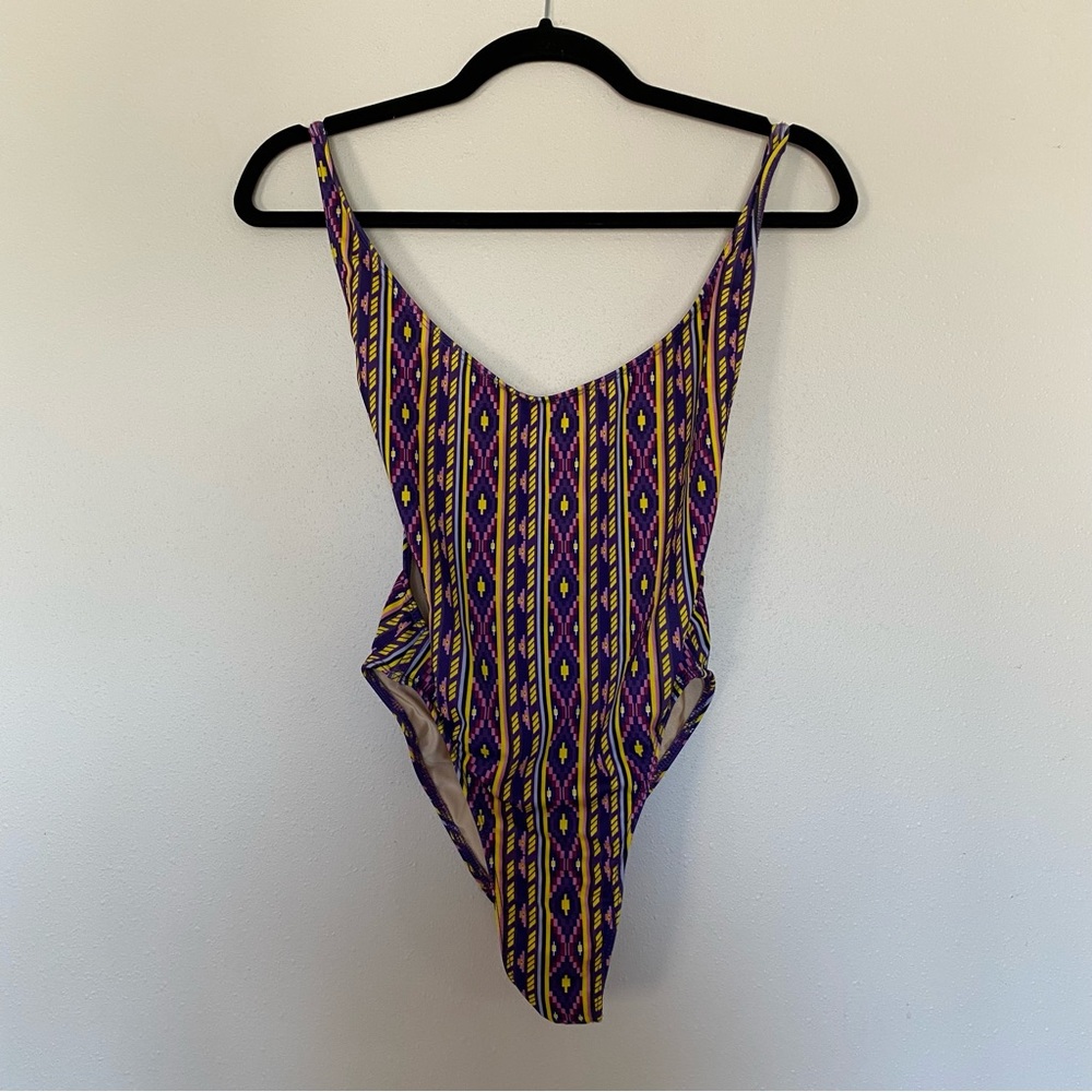American apparel printed tricot high cut one piece swimsuit size medium woman’s